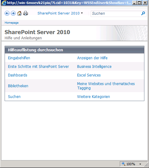 SharePoint 2010 Hilfe